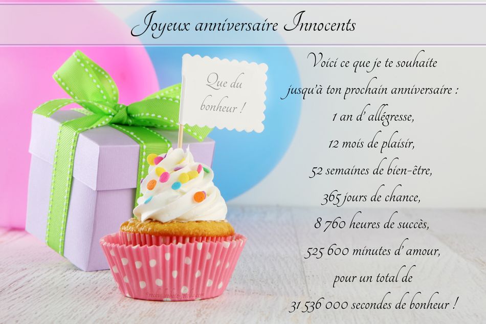 Cartes virtuelles joyeux anniversaire Innocents