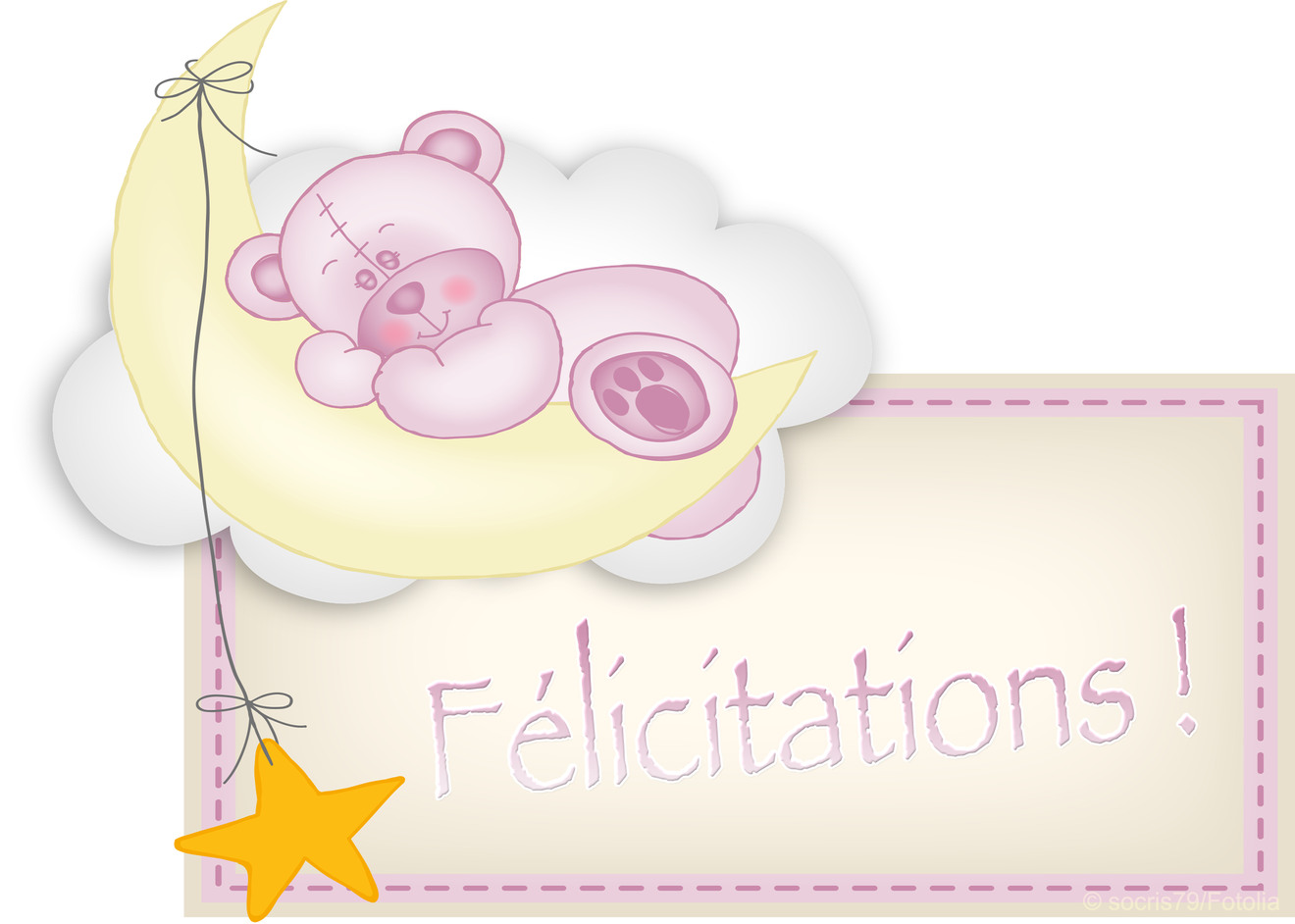 Carte virtuelle de félicitations pour la naissance d'un garçon avec un ourson bleu